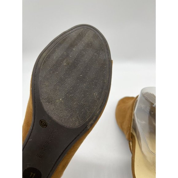 Liz Claiborne Pearse Women's Tan Slip on Peep Toe Mules Stacked Mule Heels 11M - Picture 6 of 6